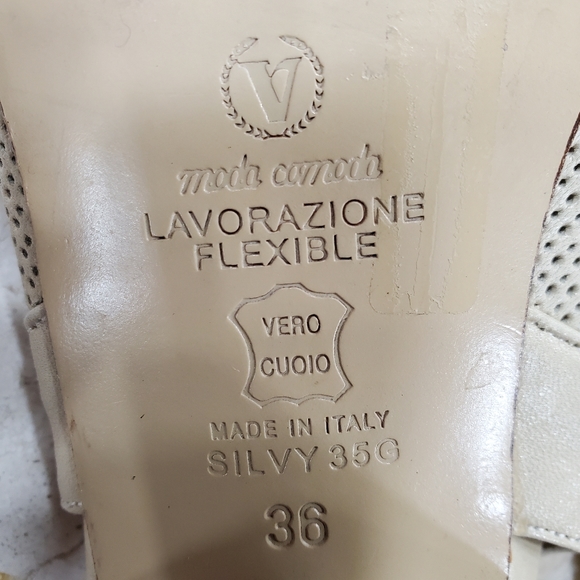 Valleverde sling back shoes womens size 36 US 6.5 beige perforated leather Italy - Picture 11 of 16